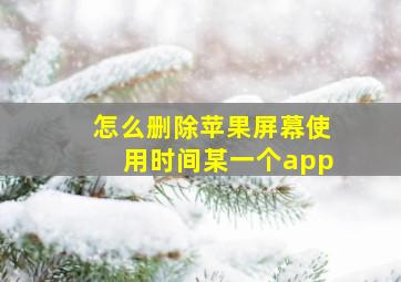 怎么删除苹果屏幕使用时间某一个app