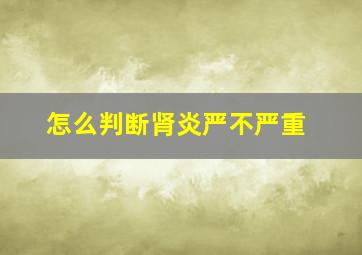 怎么判断肾炎严不严重