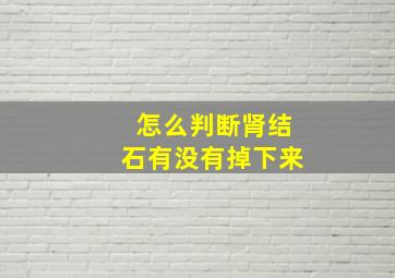 怎么判断肾结石有没有掉下来