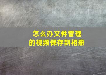 怎么办文件管理的视频保存到相册