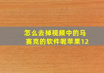 怎么去掉视频中的马赛克的软件呢苹果12