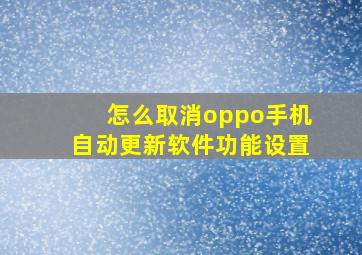 怎么取消oppo手机自动更新软件功能设置