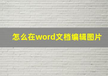 怎么在word文档编辑图片