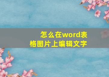 怎么在word表格图片上编辑文字