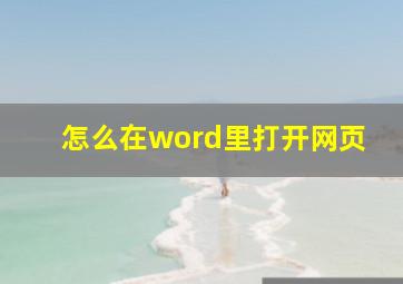 怎么在word里打开网页