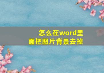 怎么在word里面把图片背景去掉