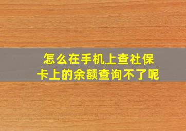 怎么在手机上查社保卡上的余额查询不了呢