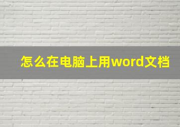 怎么在电脑上用word文档