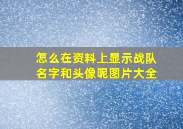 怎么在资料上显示战队名字和头像呢图片大全