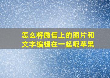 怎么将微信上的图片和文字编辑在一起呢苹果