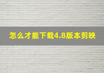 怎么才能下载4.8版本剪映