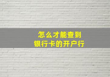 怎么才能查到银行卡的开户行