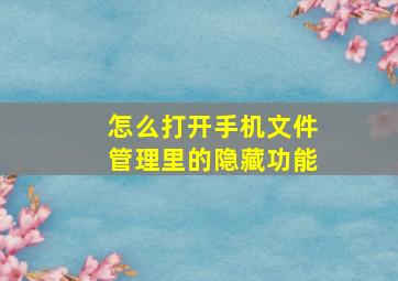 怎么打开手机文件管理里的隐藏功能