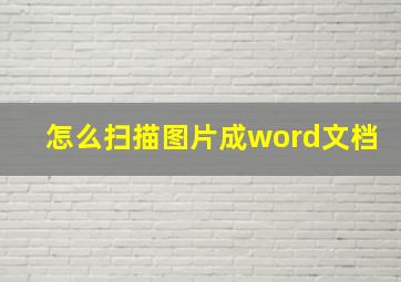 怎么扫描图片成word文档