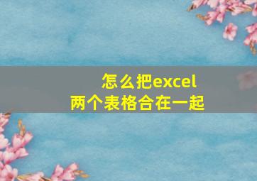 怎么把excel两个表格合在一起