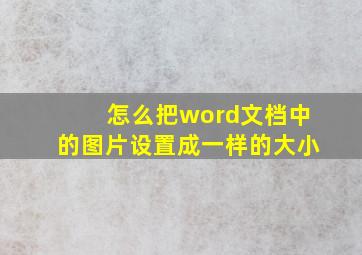 怎么把word文档中的图片设置成一样的大小