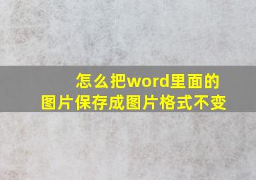 怎么把word里面的图片保存成图片格式不变