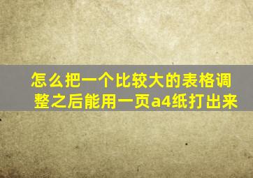 怎么把一个比较大的表格调整之后能用一页a4纸打出来