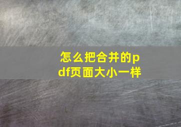 怎么把合并的pdf页面大小一样