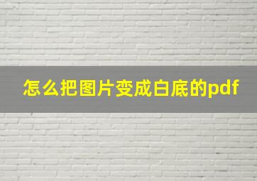 怎么把图片变成白底的pdf