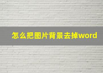 怎么把图片背景去掉word