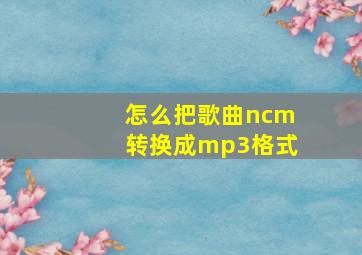 怎么把歌曲ncm转换成mp3格式