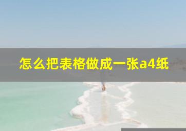 怎么把表格做成一张a4纸