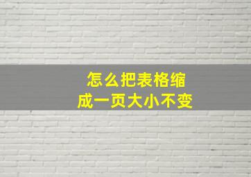 怎么把表格缩成一页大小不变