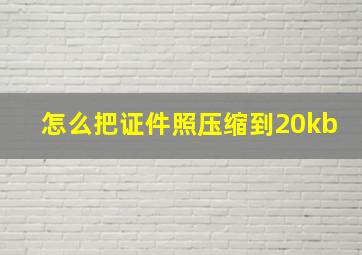 怎么把证件照压缩到20kb