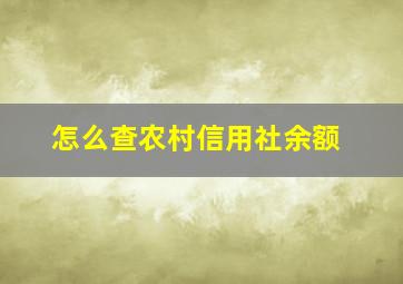 怎么查农村信用社余额