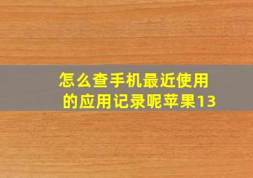 怎么查手机最近使用的应用记录呢苹果13