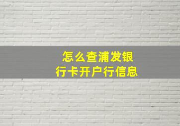 怎么查浦发银行卡开户行信息