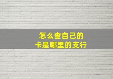 怎么查自己的卡是哪里的支行