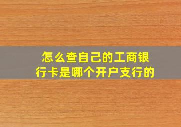 怎么查自己的工商银行卡是哪个开户支行的