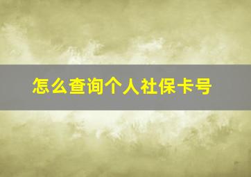 怎么查询个人社保卡号