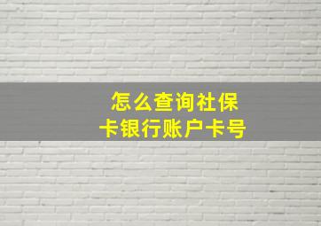 怎么查询社保卡银行账户卡号