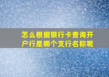 怎么根据银行卡查询开户行是哪个支行名称呢