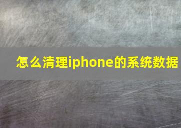 怎么清理iphone的系统数据