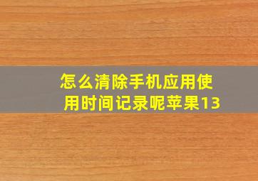 怎么清除手机应用使用时间记录呢苹果13