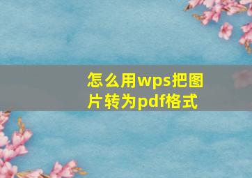 怎么用wps把图片转为pdf格式