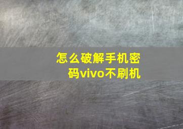 怎么破解手机密码vivo不刷机