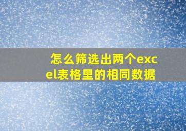 怎么筛选出两个excel表格里的相同数据