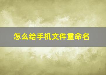 怎么给手机文件重命名