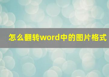 怎么翻转word中的图片格式