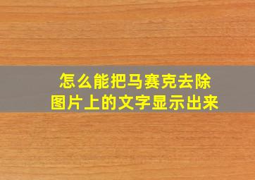 怎么能把马赛克去除图片上的文字显示出来