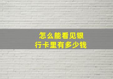 怎么能看见银行卡里有多少钱