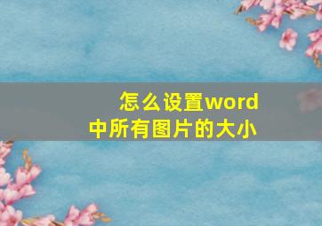 怎么设置word中所有图片的大小