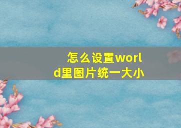 怎么设置world里图片统一大小