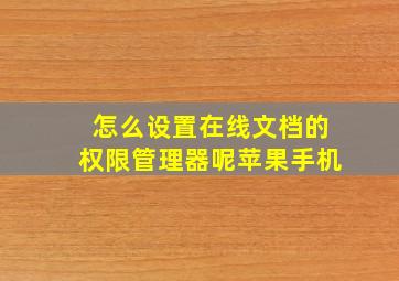 怎么设置在线文档的权限管理器呢苹果手机