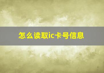 怎么读取ic卡号信息